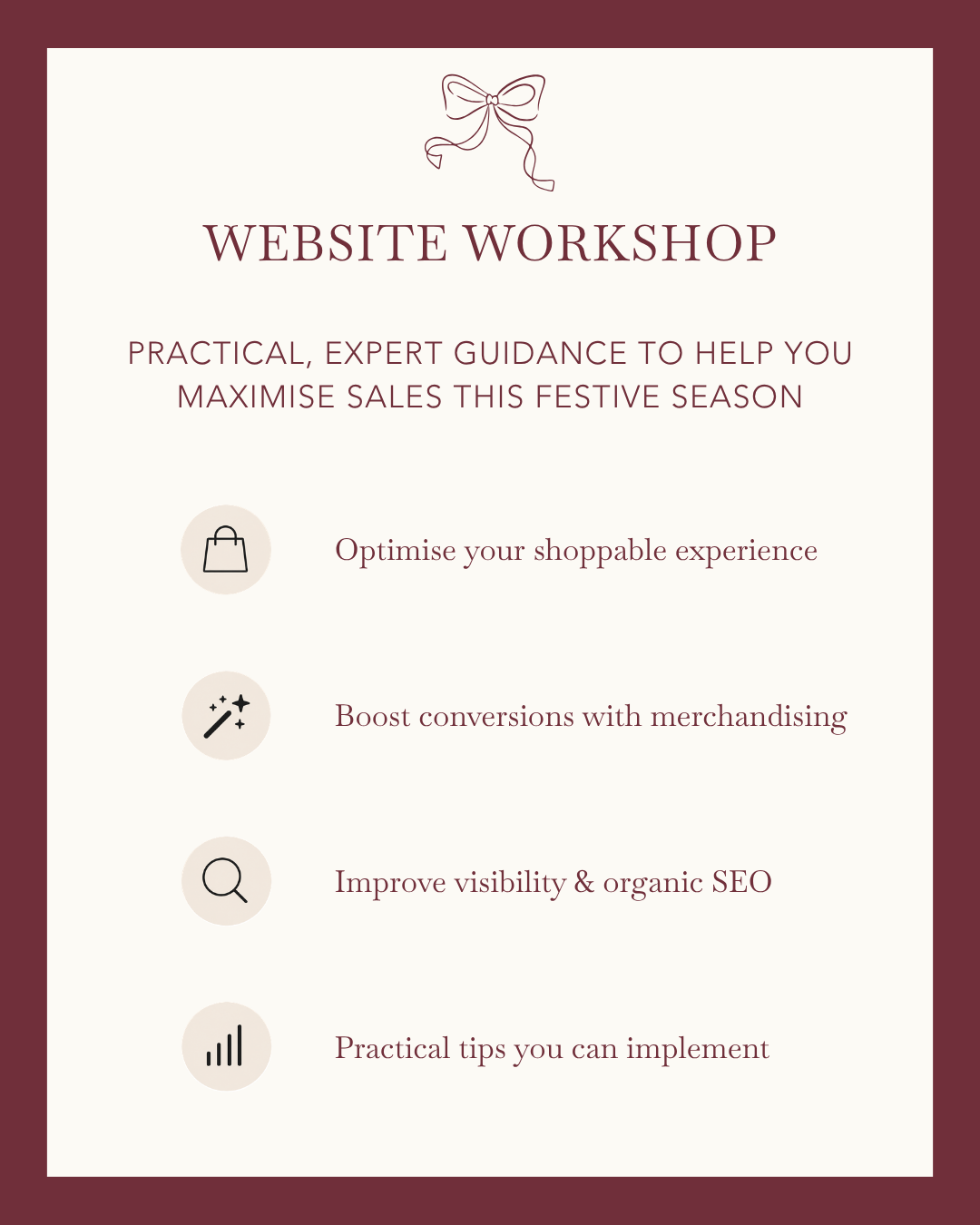 Christmas Website Workshop for The Glorious Edit brands